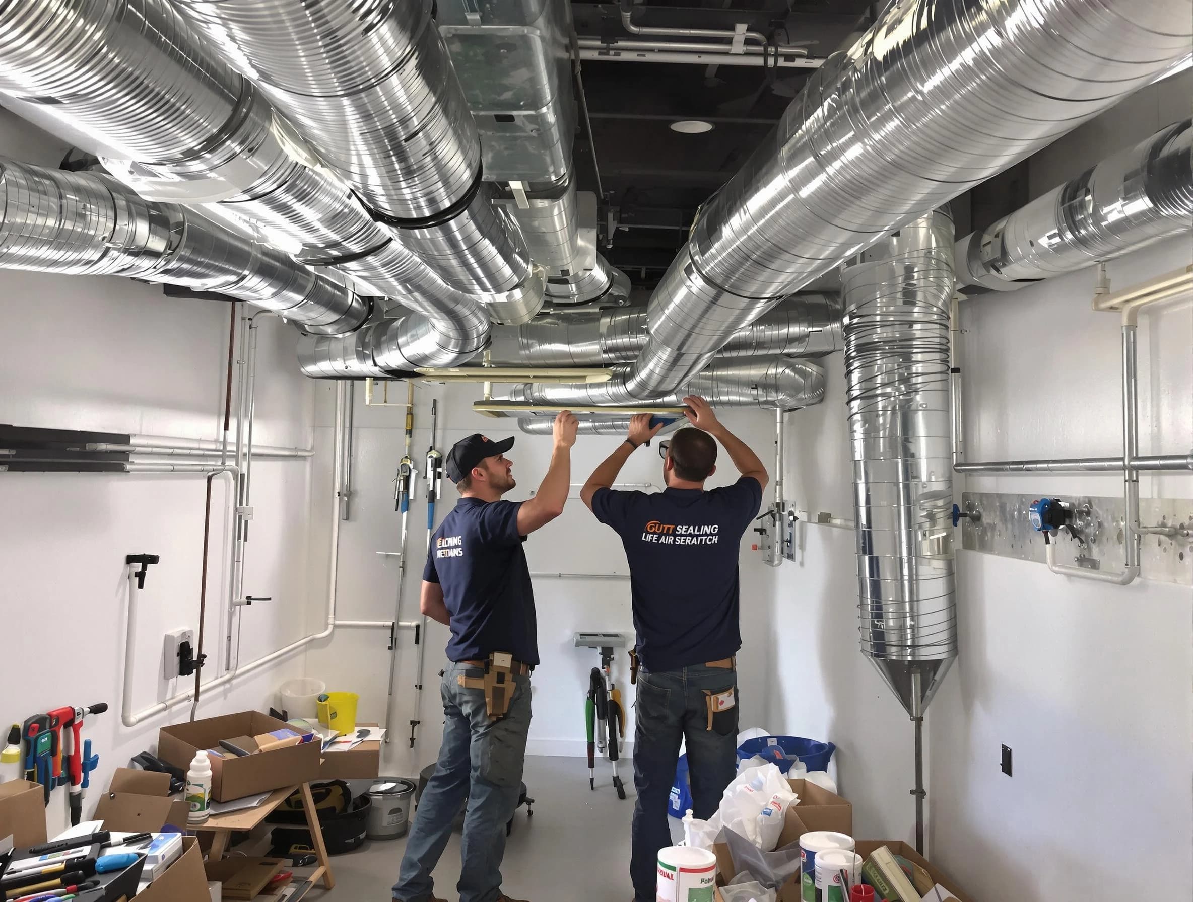 West Covina Air Duct Cleaning technician applying professional duct sealing solutions in West Covina