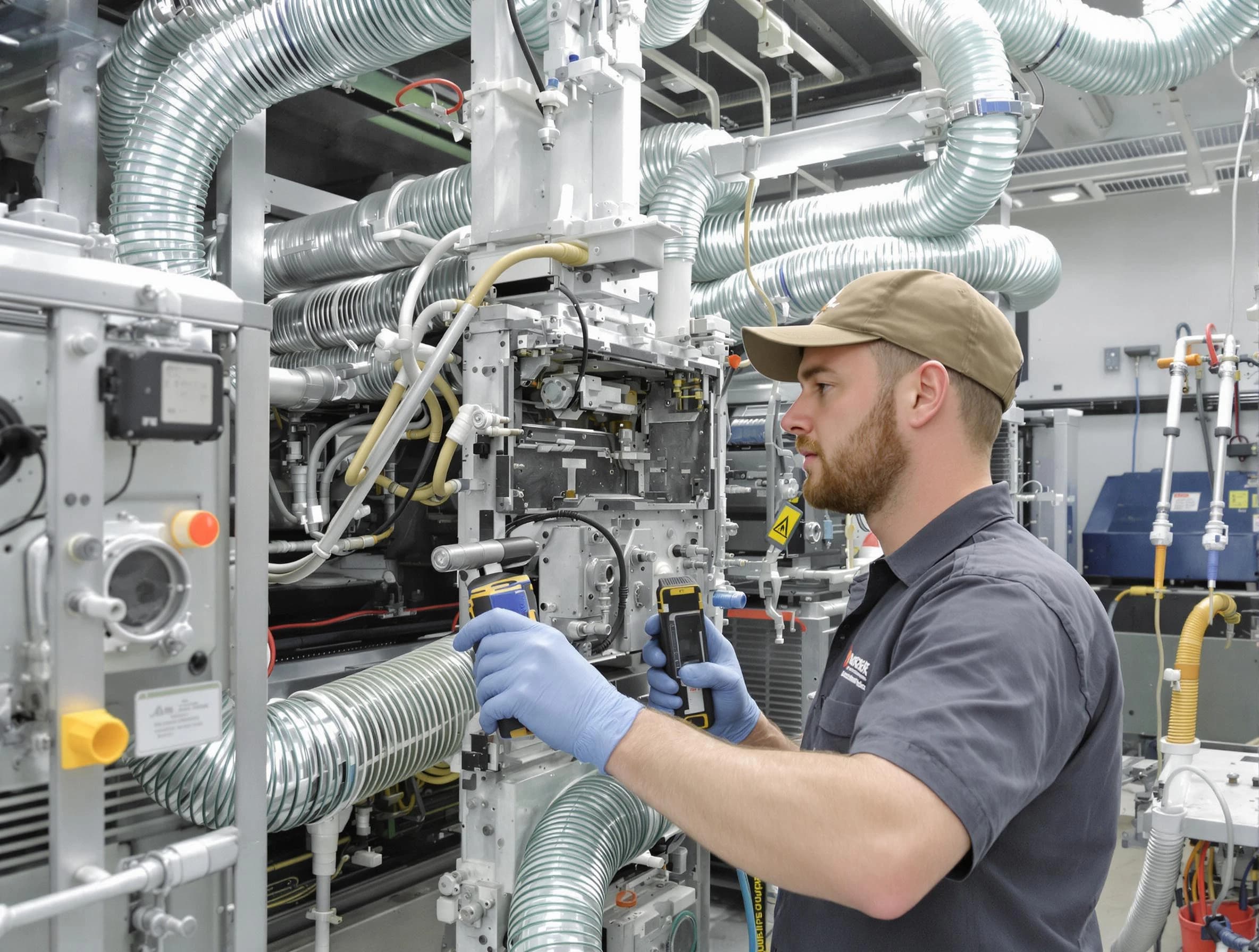 West Covina Air Duct Cleaning technician performing precision commercial coil cleaning at a business facility in West Covina