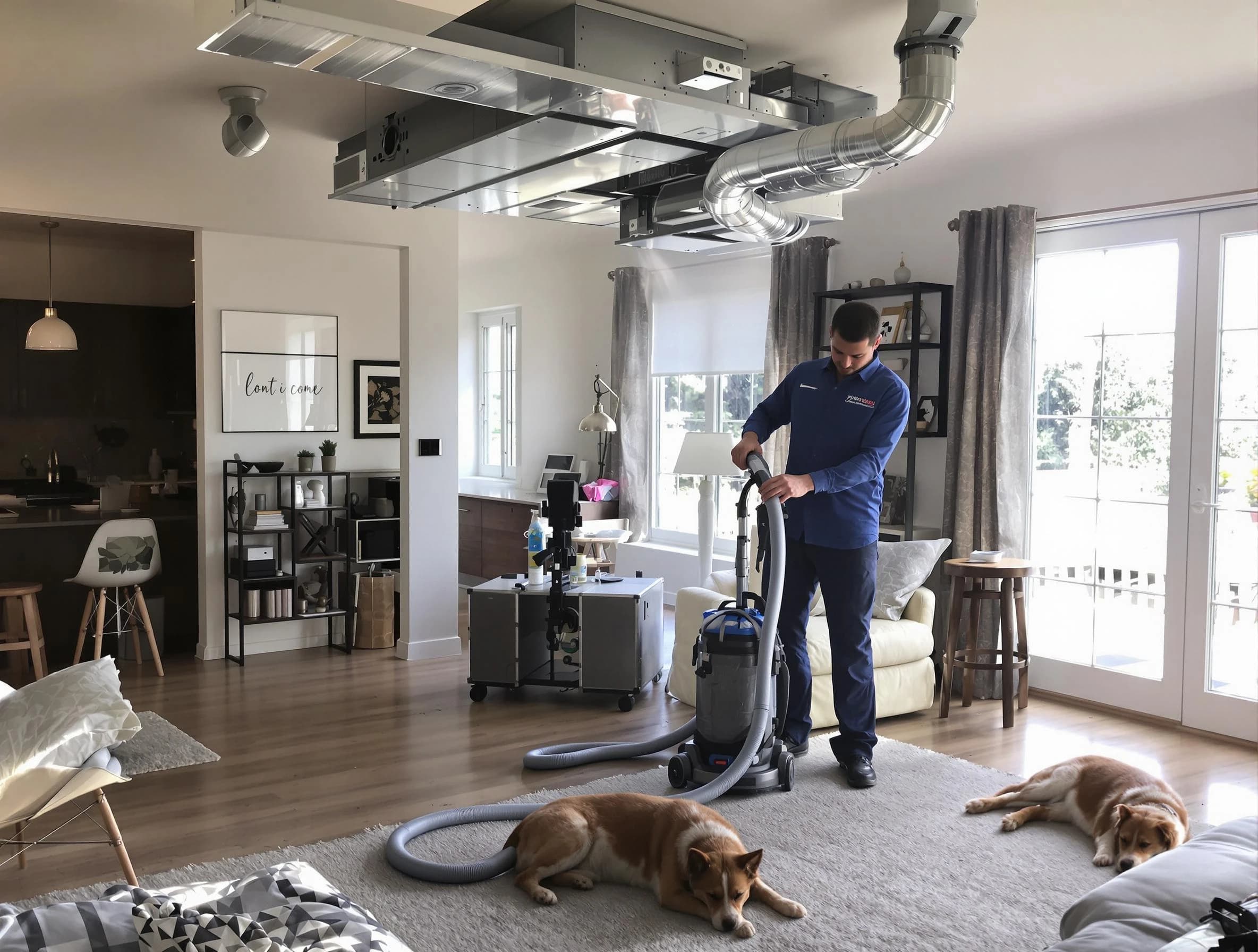 West Covina Air Duct Cleaning technician performing detailed indoor duct cleaning for improved air quality in West Covina